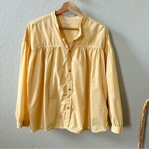 Mother The Gatherer Top Final Draft Yellow Size Large 100% Cotton Button Front